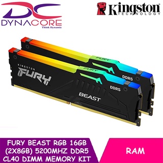 DYNACORE - Kingston FURY Beast RGB 16GB (2x8GB) 5200MHz DDR5 CL40 DIMM Memory Kit - Black KF552C40BBAK2-16