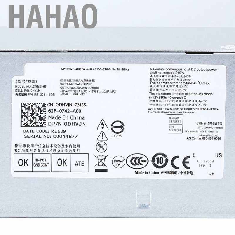 Hahao 6pin 4pin Desktop Power Supply 240w Fit For Dell Vostro 3667 3668 3669 3250 3268sff L240es 00 Shopee Singapore