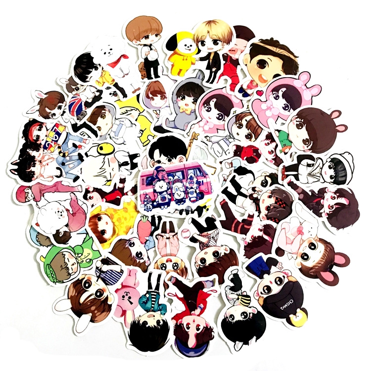 40 pcs kpop bts bangtan cute cartoon waterproof stickers for laptop