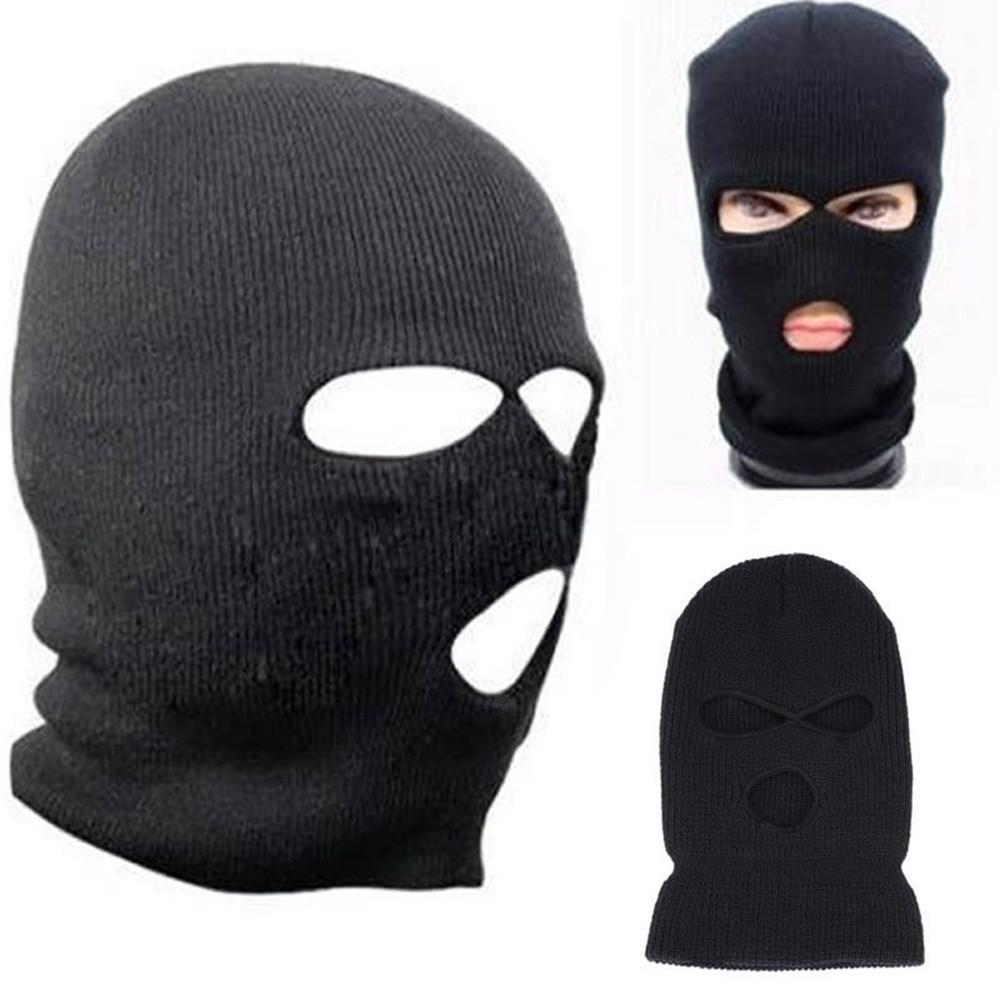 3 Hole Ski Mask Beanie Cap Balaclava Black Knit Hat Face ShieldSnow ...