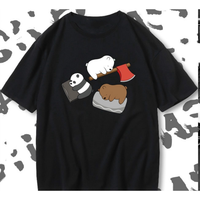 We Bare Bears Naked Bear Sleeping European And American Style Short Sleeved T Shirt Men And