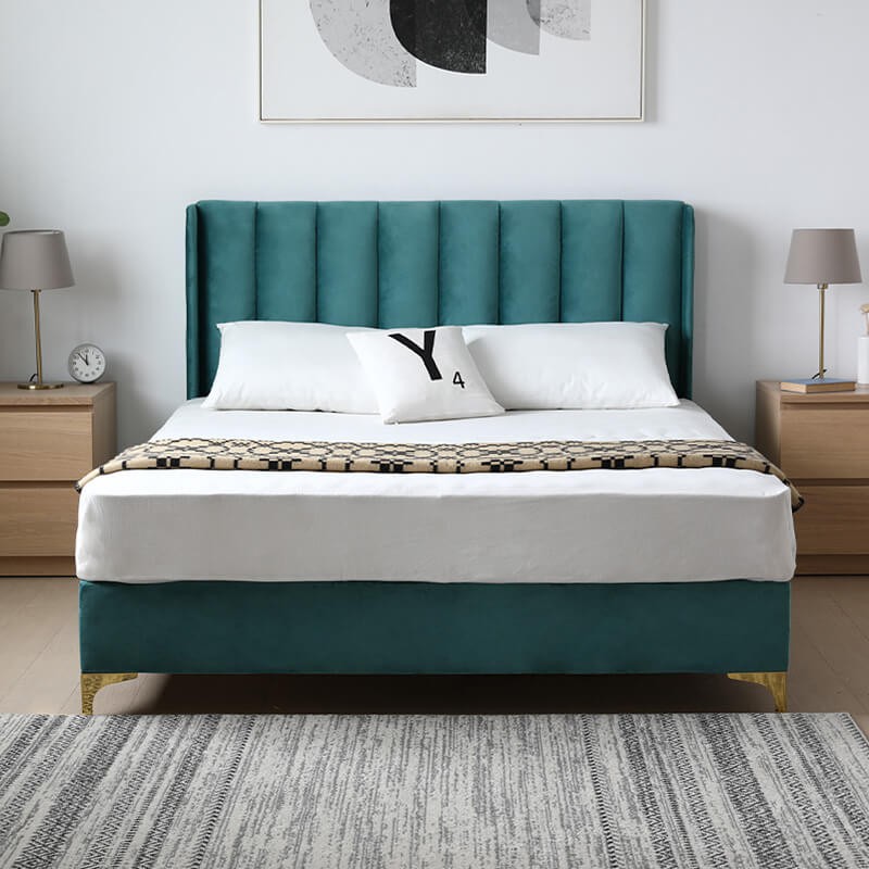 Adele Velvet Bed Frame With High, Bed Frame Without Headboard Singapore