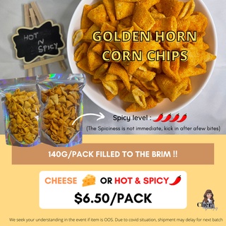 Main Distributor Lowest Priced Free Gift Golden Horn Corn Chips Hot Spicy Cheese 140g Shopee Singapore