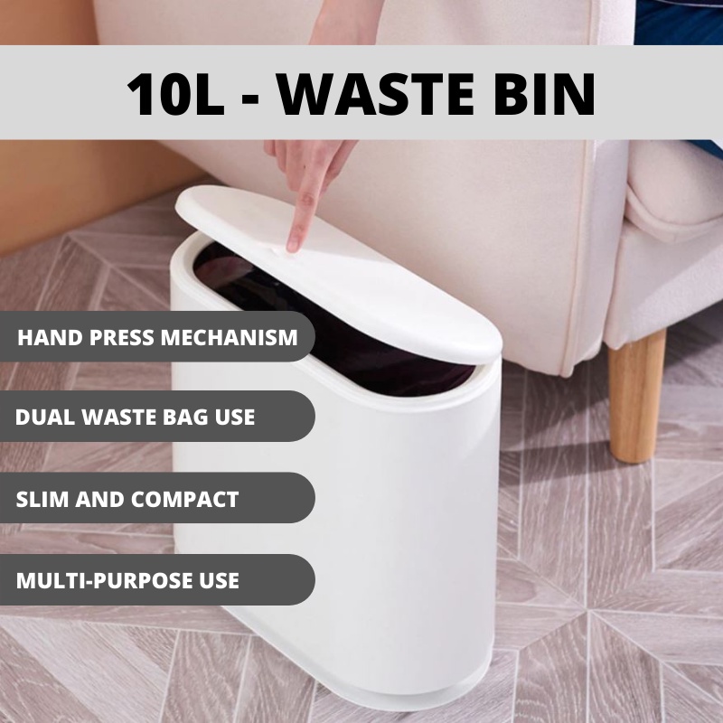 Nordic Waste Bin for Bathroom Kitchen Hand Press Bin Shopee Singapore