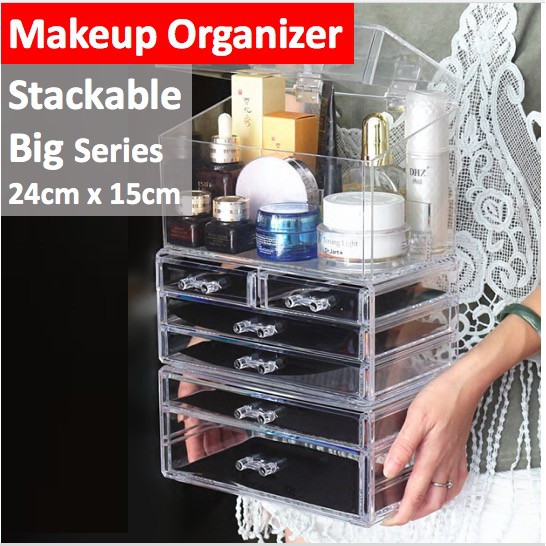 Clear Box Makeup Acrylic Organizer Stackable Cosmetic Storage