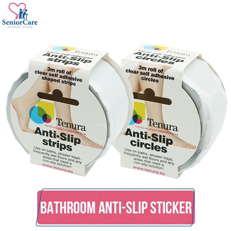 TENURA AntiSlip Sticker For Bathroom & Toilet Strips Circles Shopee