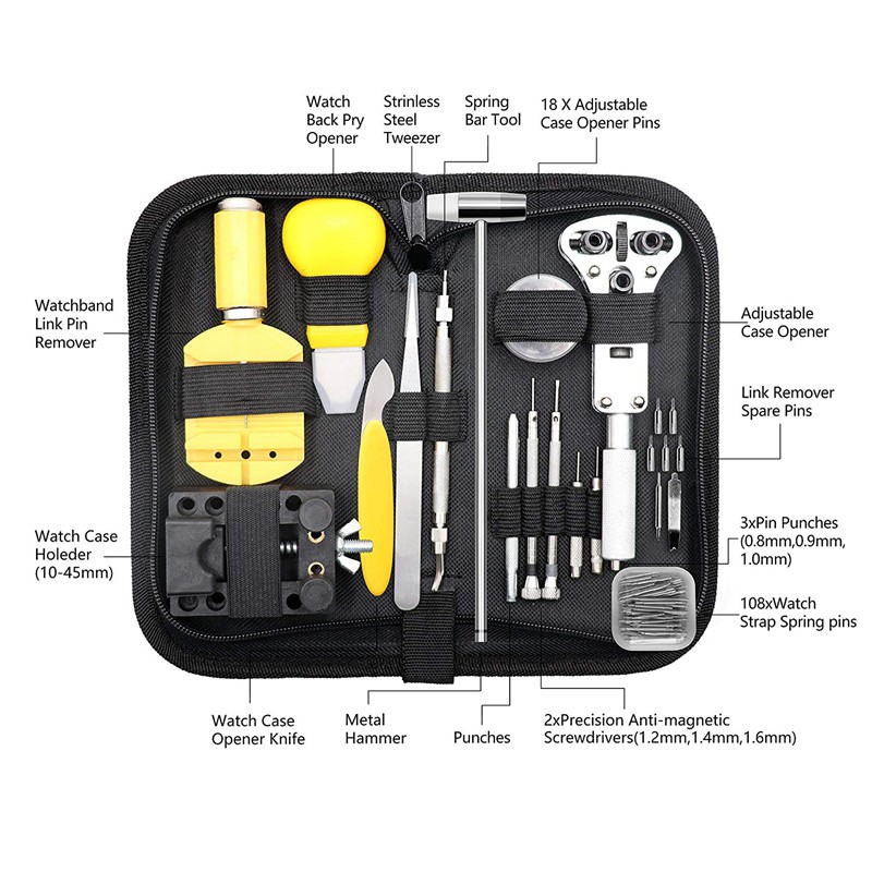 147PCS Watch Repair Kit Professional Spring Bar Tool Set, Case Opener Watch Band Link Pin Tool Set with Carry Case 147PCS Watch Repair Kit Professional Spring Bar Tool Set, Case Opener Watch Band Link Pin Tool Set with Carry Case