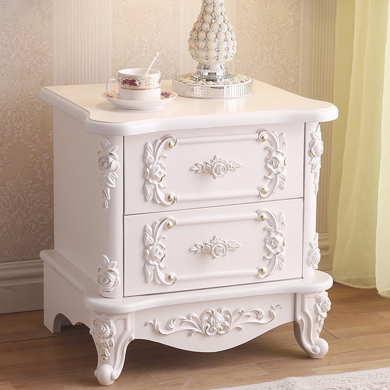 European Bedside Table Lockers Simple Modern Solid Wood White Painted Bedroom Bedside Cabinet Simple New Nordic Shopee Singapore