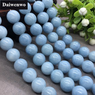 Image of Yellow Jade Beads 4-12mm Round Natural Loose Blue Chalcedony Stone Bead DIY
