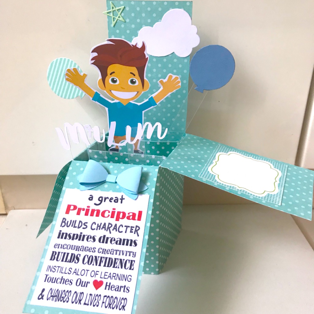 principal farewell handmade pop up card