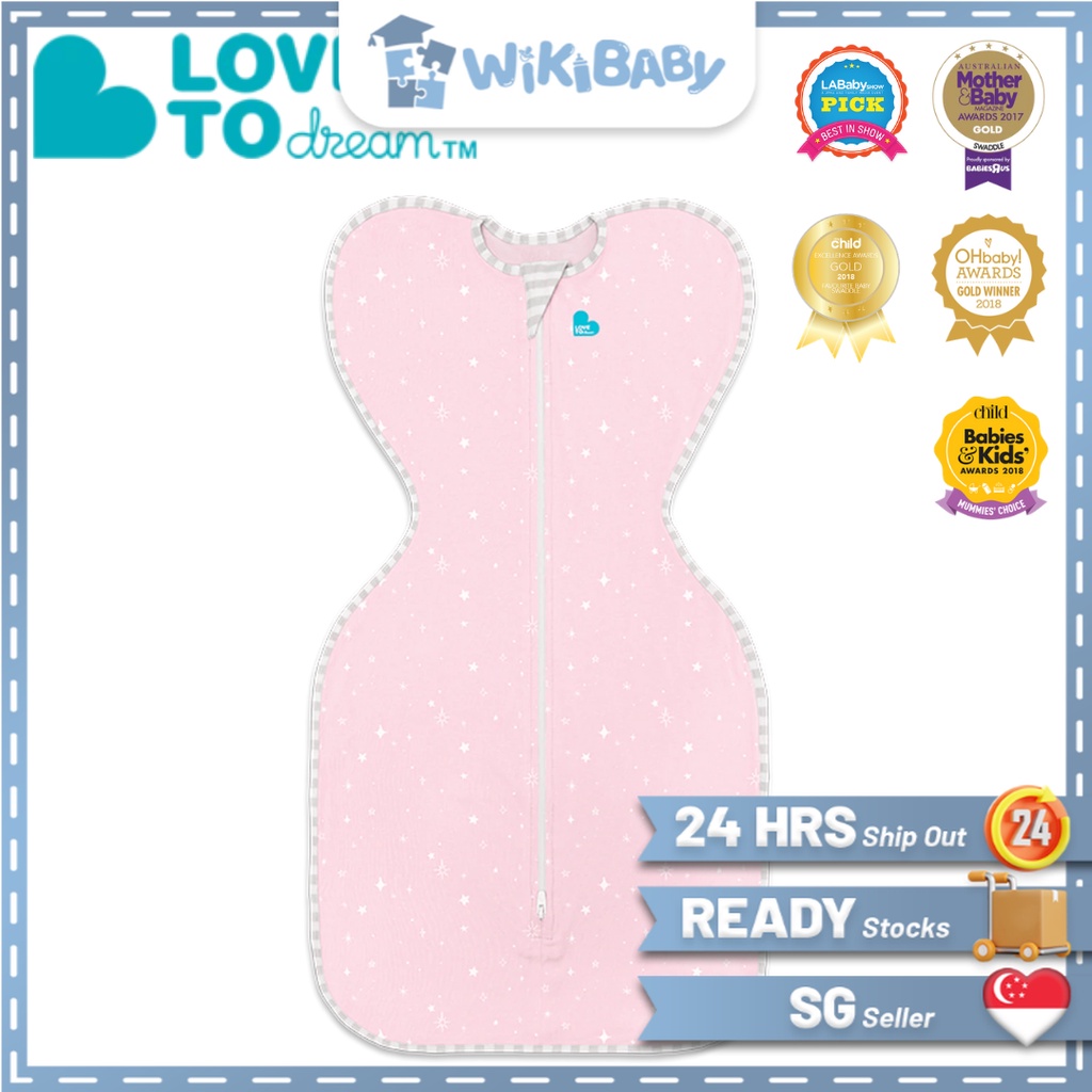 LOVE TO DREAM SWADDLE UP LITE-0.2 TOG | PINK STAR | NEWBORN -M SIZE | SG LOCAL SELLER | READY STOCK | WIKIBABY