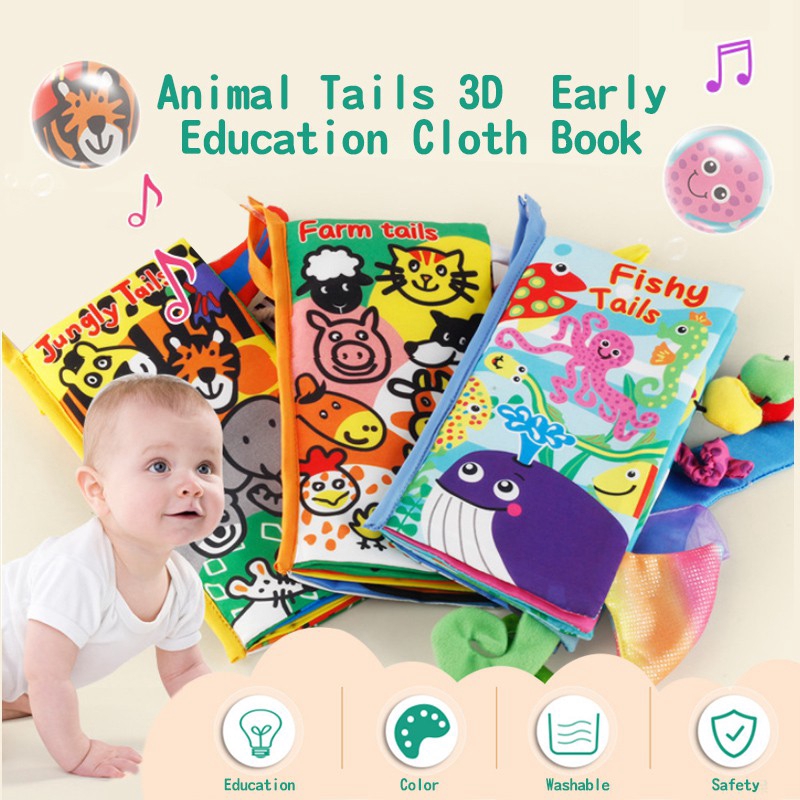 Baby 3D Cloth Book Toddler Early Educational and Intelligence Developmental Toys Infant Durable and Washable Learning Book