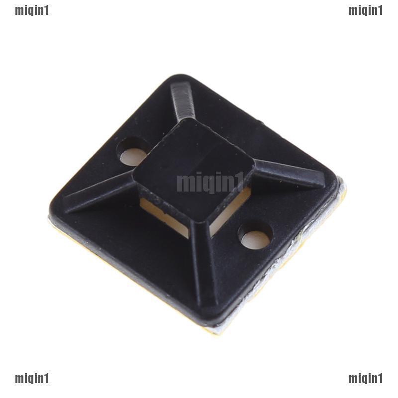 [MQ1sg] 100Pcs/set 20mm Mounts Mounting Base Clamps Clips Self Adhesive Cable Wire Zip Tie