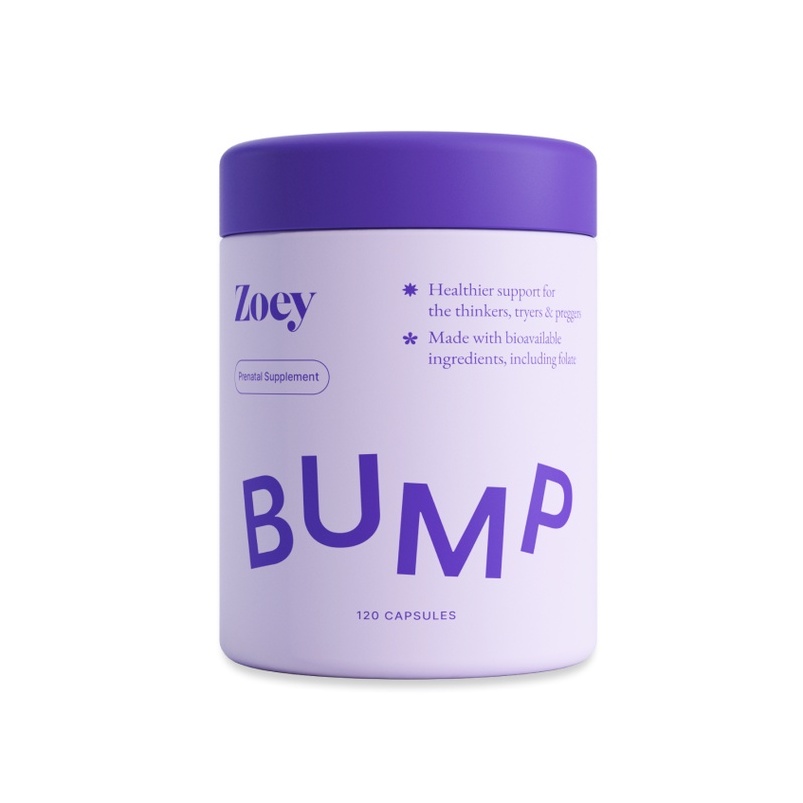 Noah&Zoey Bump Prenatal Supplement w/methylfolate 500mcg, Omega3 DHA & more 120 caps Egg