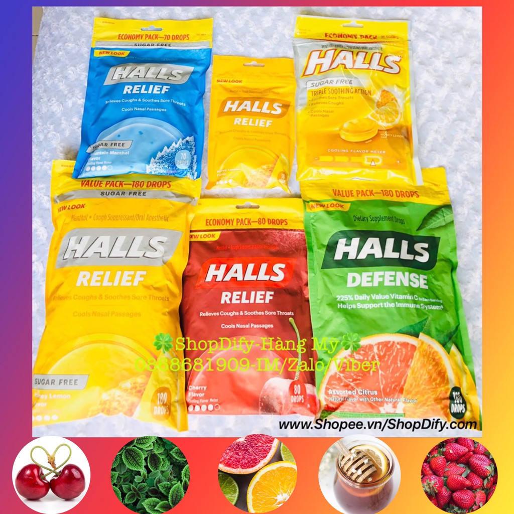 Halls Relief cough drop cough Lollipops Reduce cough, Us Lemon Neck
