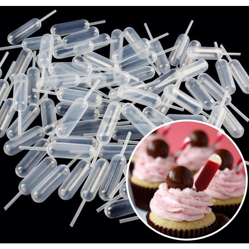 50pcs Squeezable shot tops cake decor pipette dropper petite gateau or