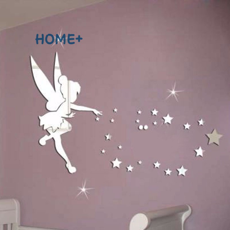 Ts Acrylic 3d Mirror Wall Sticker Tinkerbell Fairy Princess Stars Decal For Kids Rooms Home Decor Sg Ee Singapore - Tinkerbell Home Decor