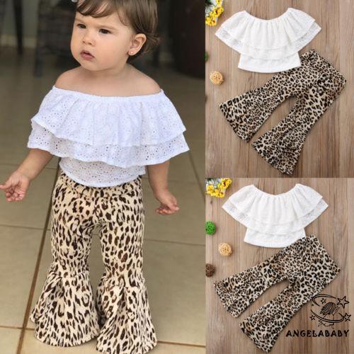 Pants Bell Bottoms Outfits Set Toddler Baby Kids Girl Clothes Flares Crop Top