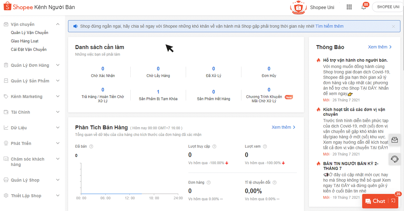 Kích hoạt đơn vị vận chuyển trên Kênh Người bán