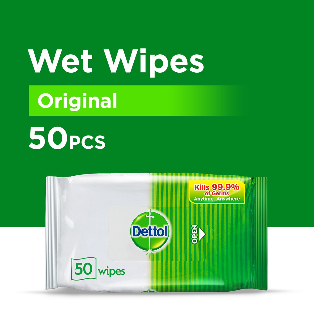 Dettol AntiBacterial Wet Wipes x50 (Kills 99.9 of Germs) Shopee
