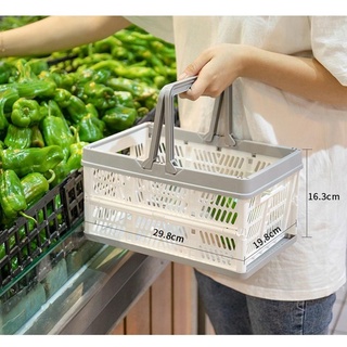 [Ready Stock] Foldable Plastic Grocery Market Shopping Basket Spring Outing Picnic Portable hand-held Basket Car Trunk Multifunctional Folding Goods Groceries Storage Basket for home kitchen and outdoor #2