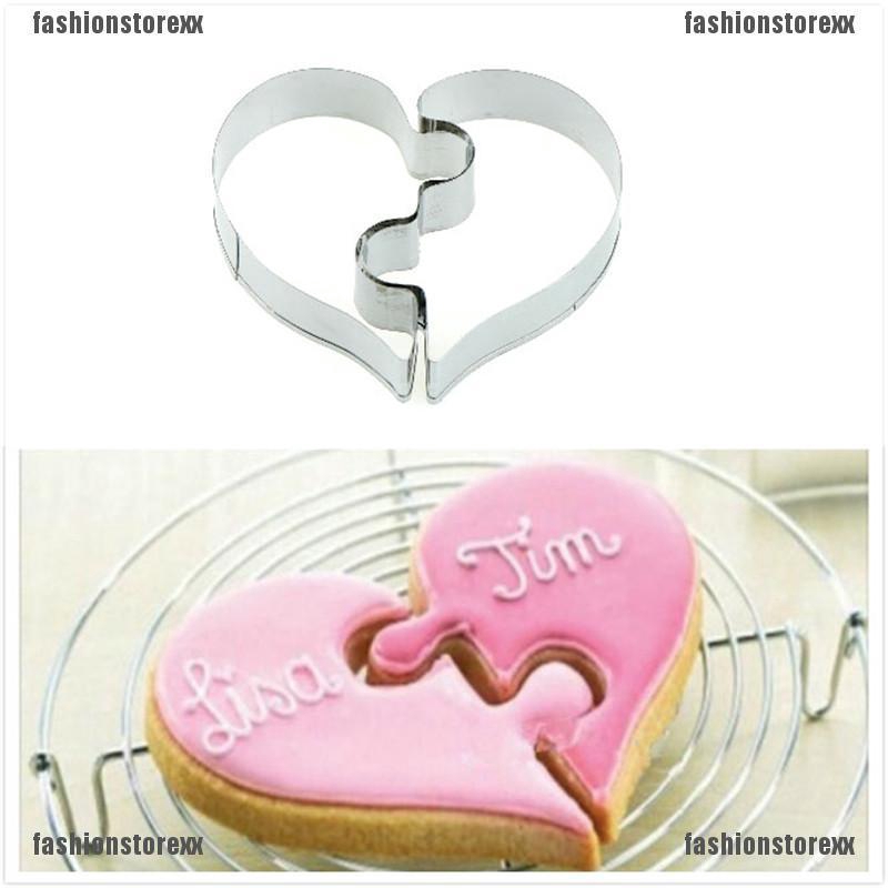 Fasto 2pcs Love Puzzle Metal Cutter Mold For Diy Wedding Cake