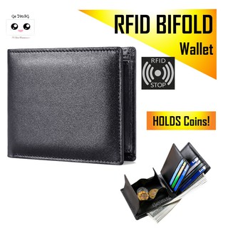 🔰SG SELLER🔰 LEATHER RFID Blocking Wallet BIFOLD ID Credit Card Holder With Coins Compartment Men Pocket Wallets