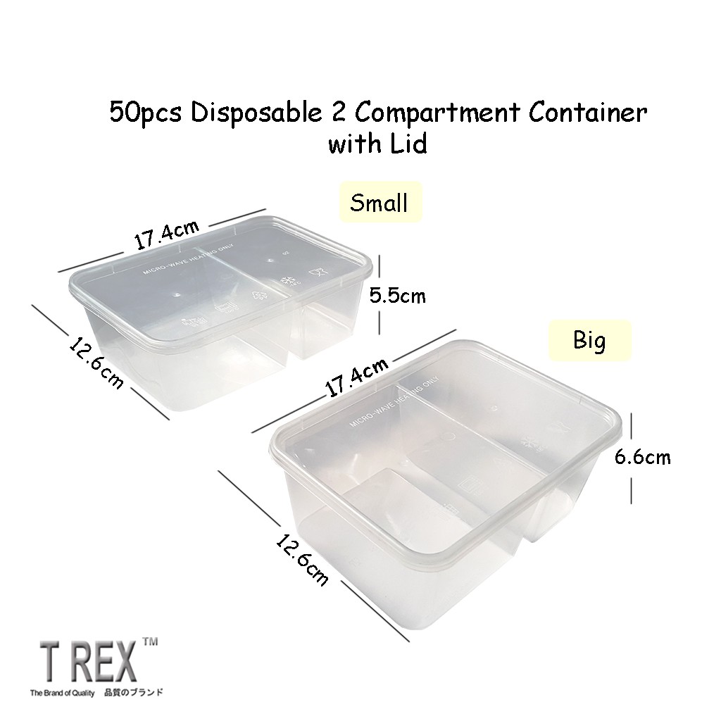 50pcs Felton Disposable Microwavable 2 Compartment Container / Food