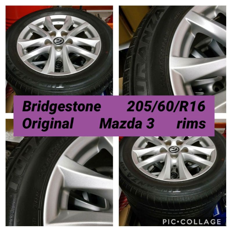 Used Bridgestone Turanza Tyre 5 60 R16 With Mazda 3 Tyre Rim Shopee Singapore