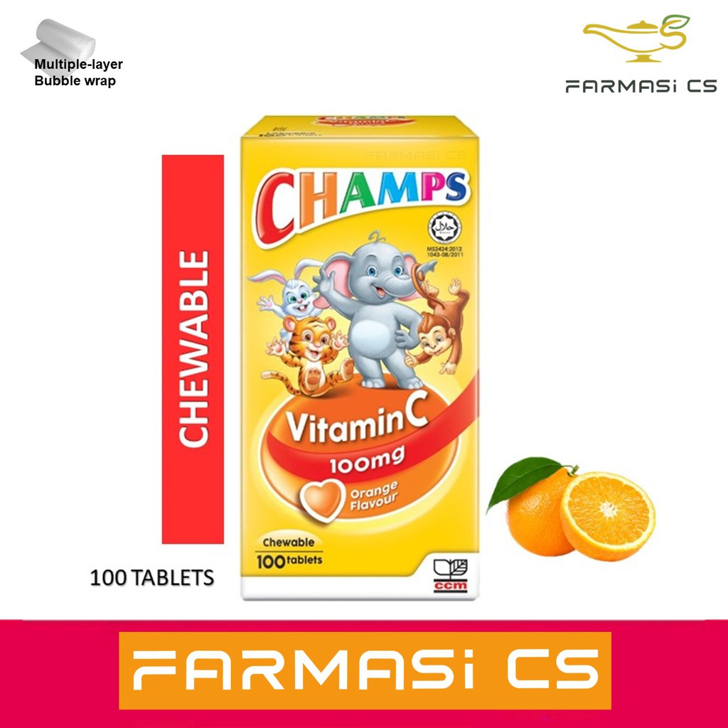 Champs Vitamin C 100mg Orange Flavour 100 Tablets Exp 04 2023 Vit C For Kid Chewable Kunyah Immunity Shopee Singapore