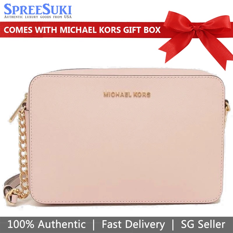 Michael Kors Handbag In Gift Box Crossbody Bag Jet Set Large East West  Crossbody Powder Blush # 35T8GTTC9L | Shopee Singapore