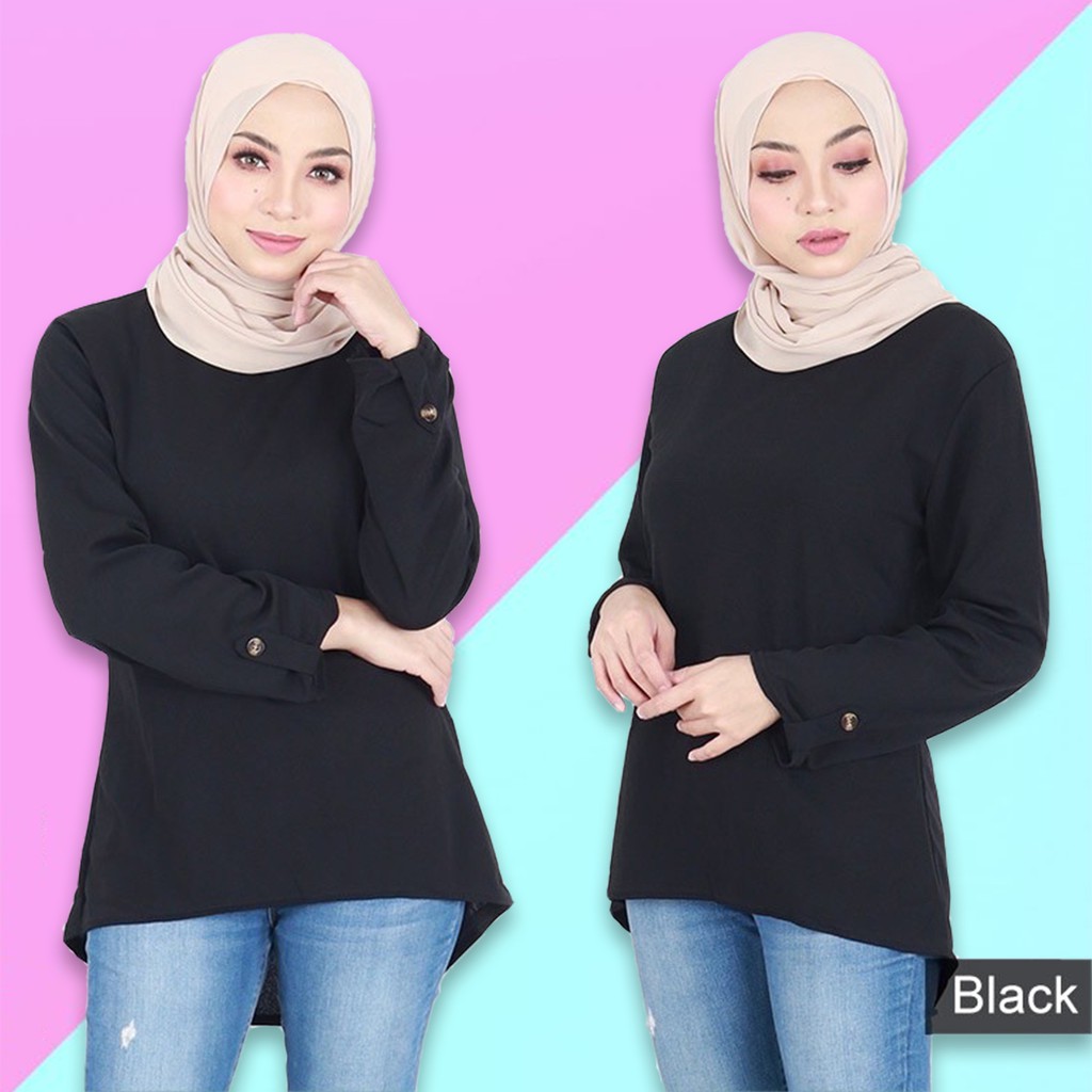 Shop Malaysia Blouse Muslimah Blouse Korean Long Sleeve Baju Modest Wear Cotton Laici Long Sleeve Baru Lengan Panjang Shopee Singapore