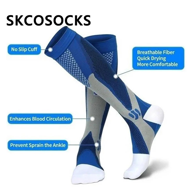 (SG Seller) Compression Socks Unisex Knee High Socks for Sports Anti-Fatigue Relief Pain Diabetic Compression Stocking