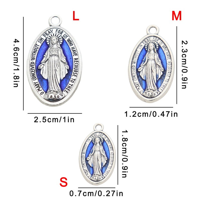 RUNNY 10x Christ Catholic Charms Miraculous Medal Blessed Virgin Pendant DIY Jewelry