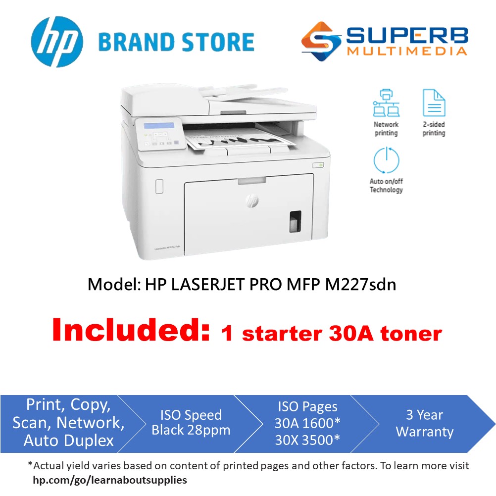 Hp Laserjet Pro Mfp M227sdnhp Laserjet Pro Mfp M227sdn Shopee Singapore