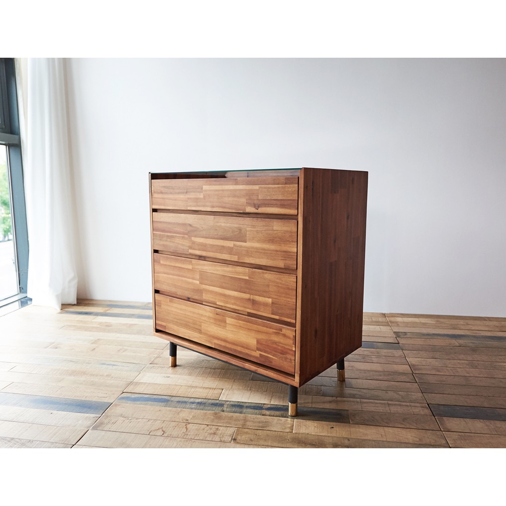 Dwell Acacia 4 Drawers Slim Chest With Glass Display Shopee