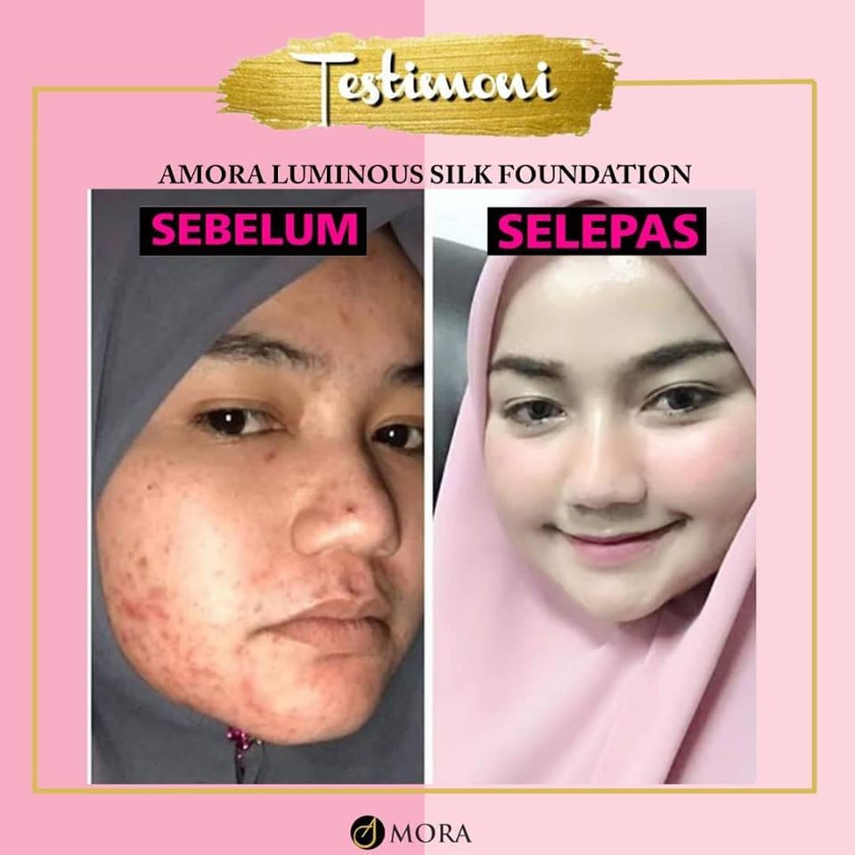 testimoni amora luminous silk foundation