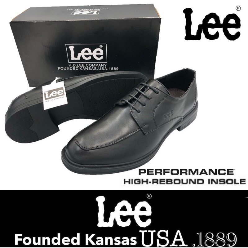 lee signature upper pu leather black formal office shoes kasut kulit hitam lee