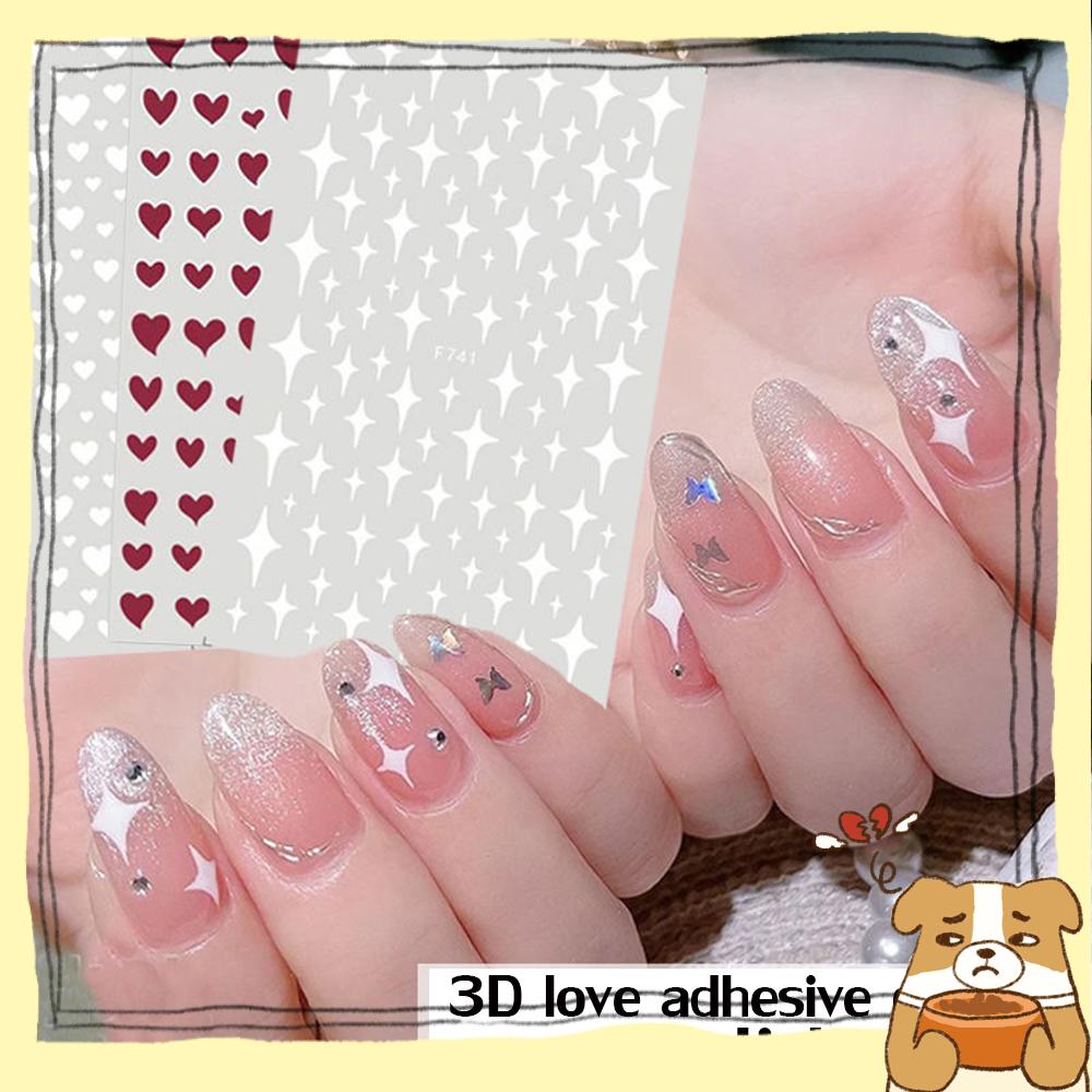 YEW New Self-Adhesive Decals DIY 3D Nail Stickers Star Manicure Red Black  White Nail Art Love Heart | Shopee Singapore