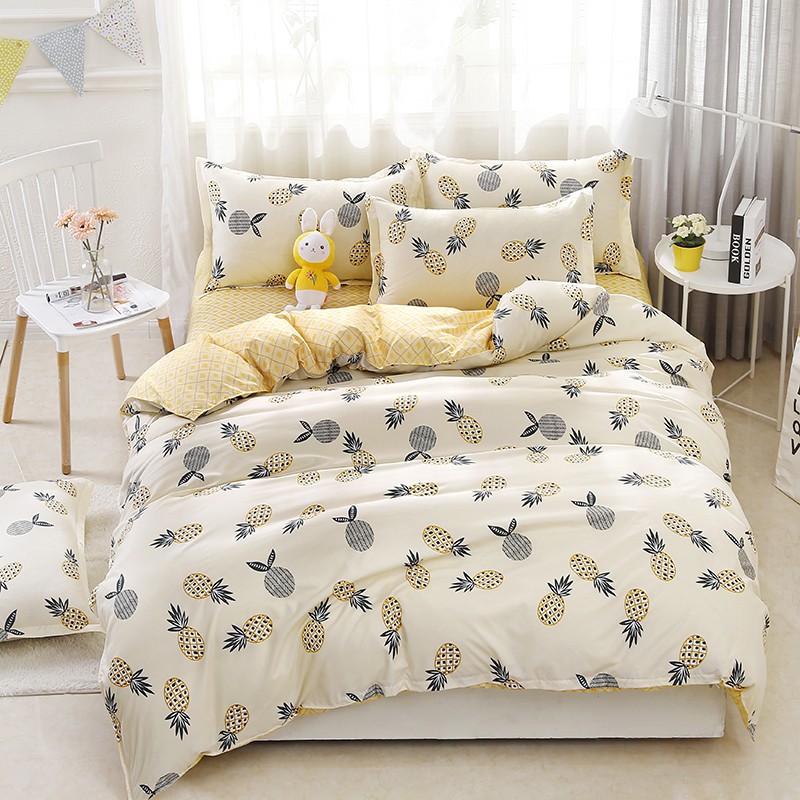 Pineapple Bedding Set Zip Open Quilt Duvet Cover Flatsheet Pillow Case Shopee Singapore