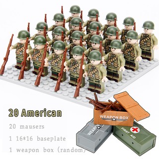 20 pcs American Soldiers Military Army mini Figures Building Blocks  toys 