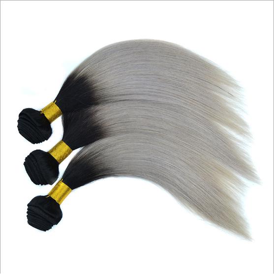 100g Hair Weaving Real Human Hair Strip Black Hair Closure Silver