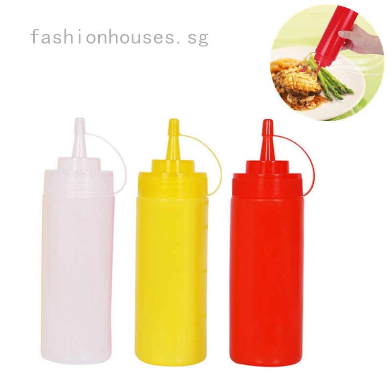 12oz Doyeemei 1pc Yellow Medium-Sized Plastic Sauce Squeezer Bottle Dispenser 