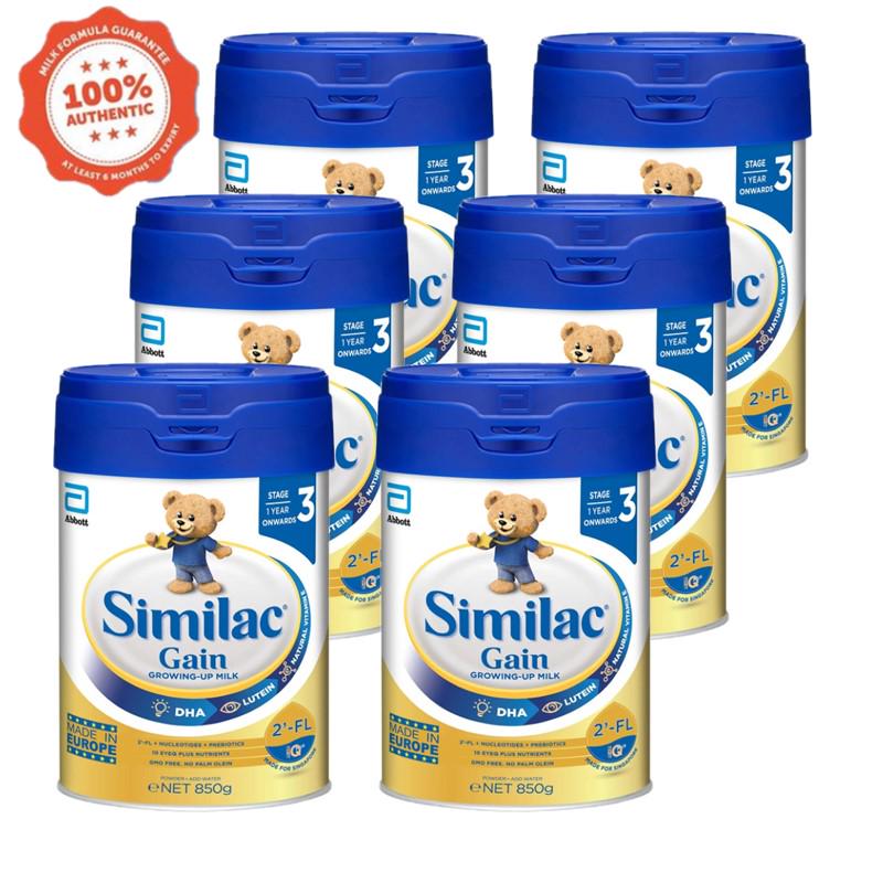 Bundle of 6] Similac® Stage 3 Gain Growing-Up Baby Milk Powder Formula 2'-FL 850g (1 year onwards) | Shopee Singapore