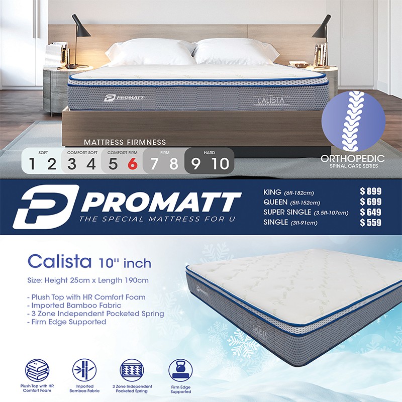 Promatt Calista 10"inch Bamboo Fabric Pocketed Spring Mattress Direct Factory Sales BeeCost