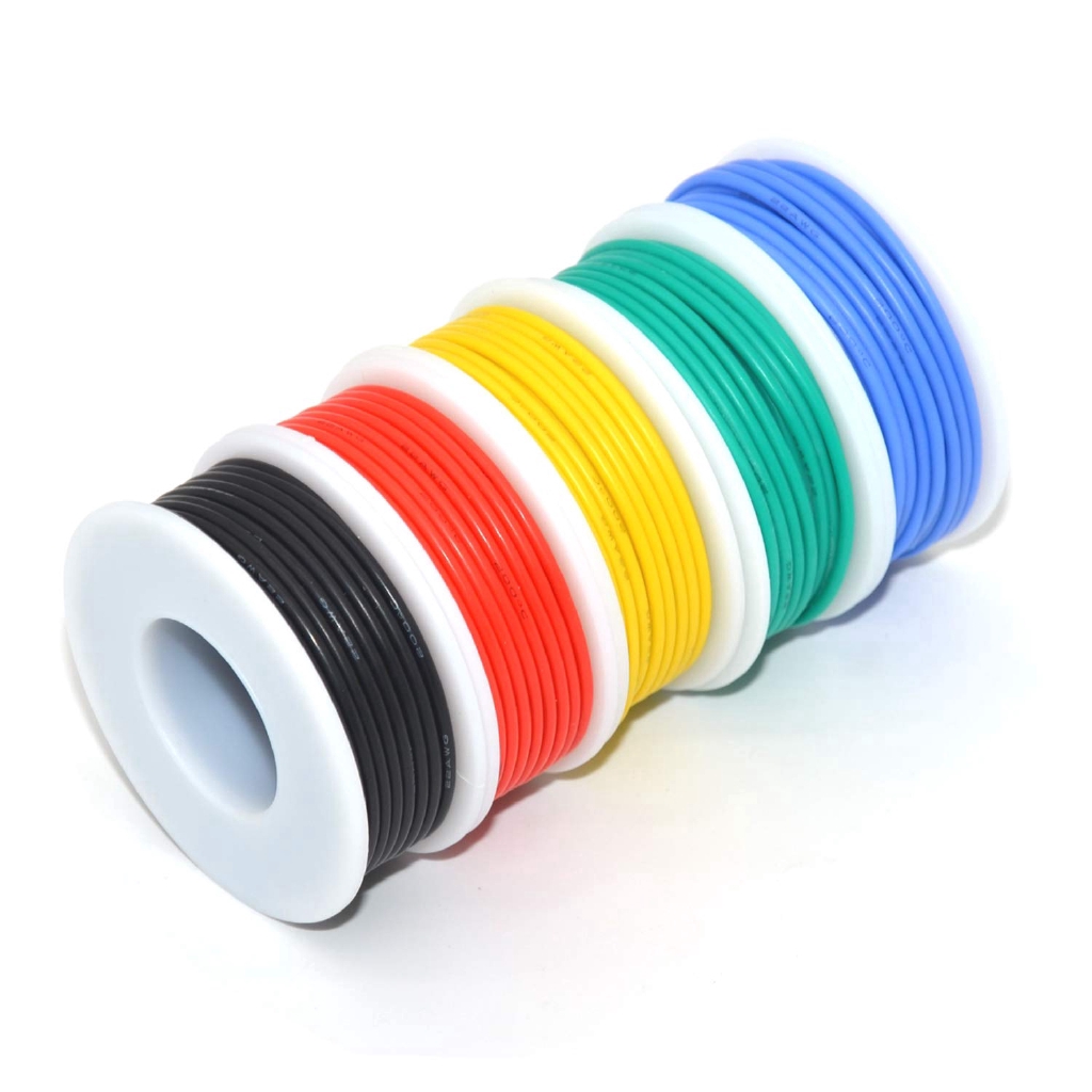 5M Flexible Stranded Silicone Rubber Wire Cable 22AWG Gauge OD 1.7mm Black 