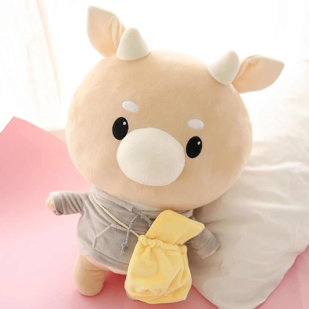 hardworking cow stuffed toy