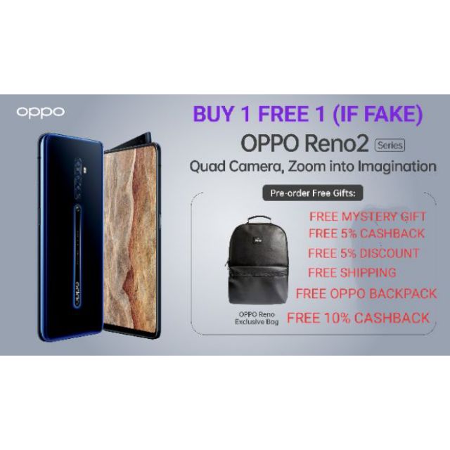 Oppo Reno 2 8gb 256gb Free Gift 10 15 Cashback 0 Installment Original Oppo Malaysia Shopee Singapore