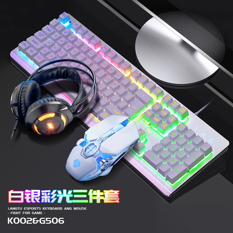 Mechanical Keyboard Mouse Set Cute E-Race Game Wired Blue Axis Punk Round Key Notebook Desktop Computer Typing Office 