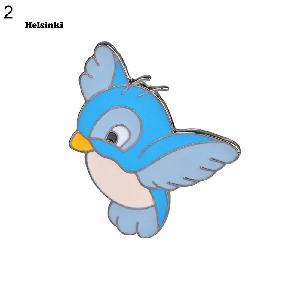 Hel Cartoon Cute Blue Flying Bird Brooch Pin Animal Clothing Badge